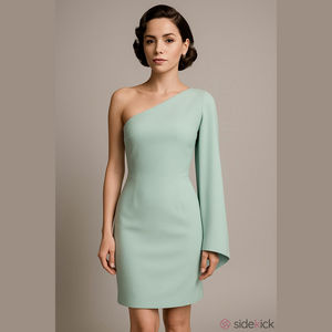 Eva Mendes Sz: 2  Elegant One-Shoulder Light Blue Dress New York & Co *Altered*